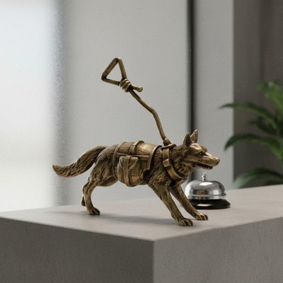 Brass German Herder Figurine Vintage Design House Decoration for Shelf, Desk