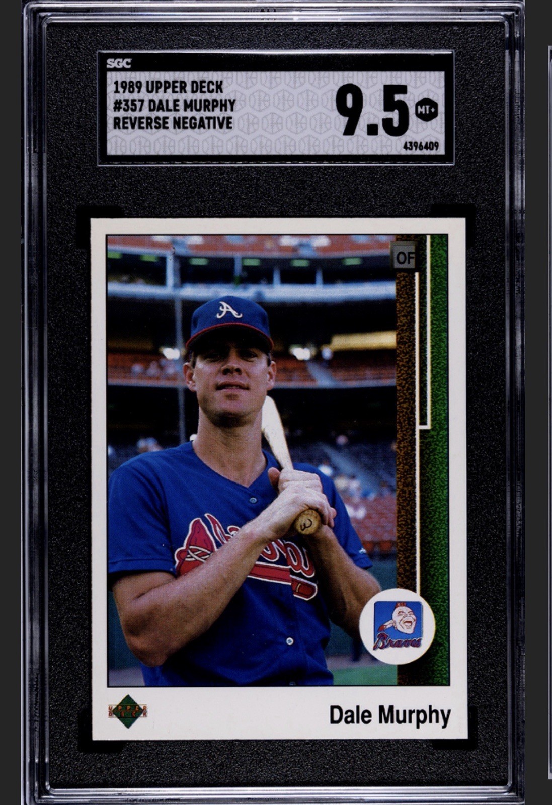 ⚾️ 1989 UD REVERSE NEGATIVE #357 DALE MURPHY SGC 9.5 - PERFECT!! STUNNER!! 👀