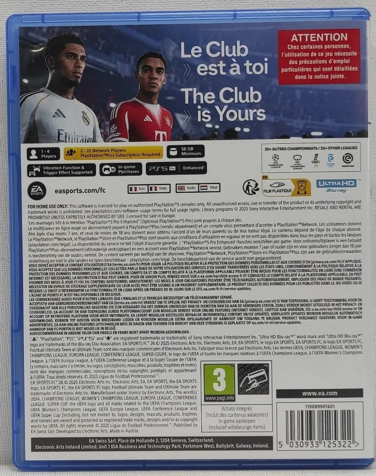 EA SPORTS FC 26 PS5 EURO OCCASION (GAME IN ENGLISH/FRANCAIS/DE/ES/IT), photo 2 sur 2