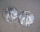 1940-S,1945  WALKING LIBERTY SILVER   HALF DOLLARS, BELOW SILVER VALUE.