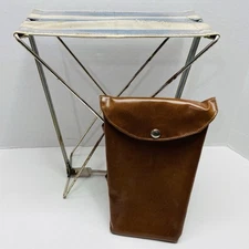 Vtg Old Pal Style Compact Folding Camp Seat Stool Fishing Camping Hunting + Case