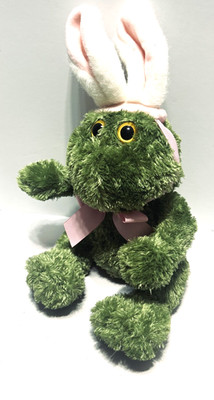 Animal Adventure Green Frog 13'' Plush Stuffed Animal Pink Bunny Rabbit Ears 