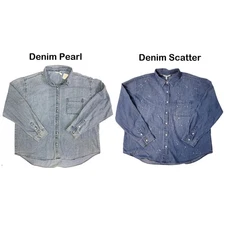 Seven Ladies Long Sleeve Collared  Button Up Denim Shirt, MY7471