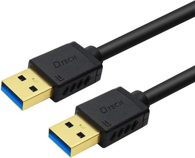 DTECH 3 ft USB 3.0 Type A to A Cable Male to Male High Speed Data Cord in Black