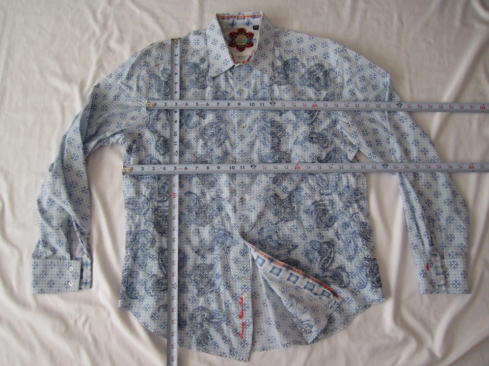 Hombres Hombres Robert Graham Cachemira Bordada Puño Manga Larga Camisa Talla XL (MT718) Foto 3 de 4