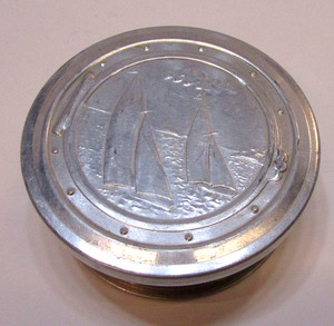 Vintage 1950's Sailboat Collapsible Aluminum Drinking Cup Travel Camping Hiking