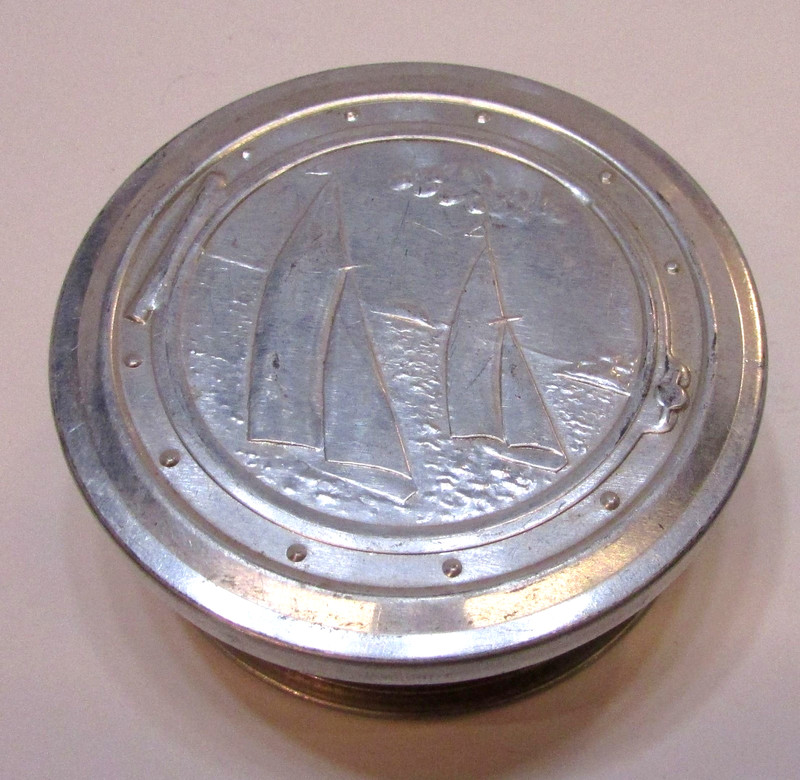 Vintage 1950's Sailboat Collapsible Aluminum Drinking Cup Travel Camping Hiking