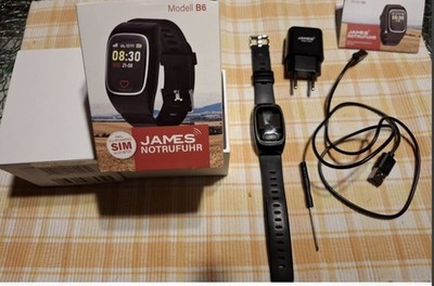 James B6 Notruf- und Sicherheitsuhr, Sturzerkennung, Notruf-Knopf. Neu.