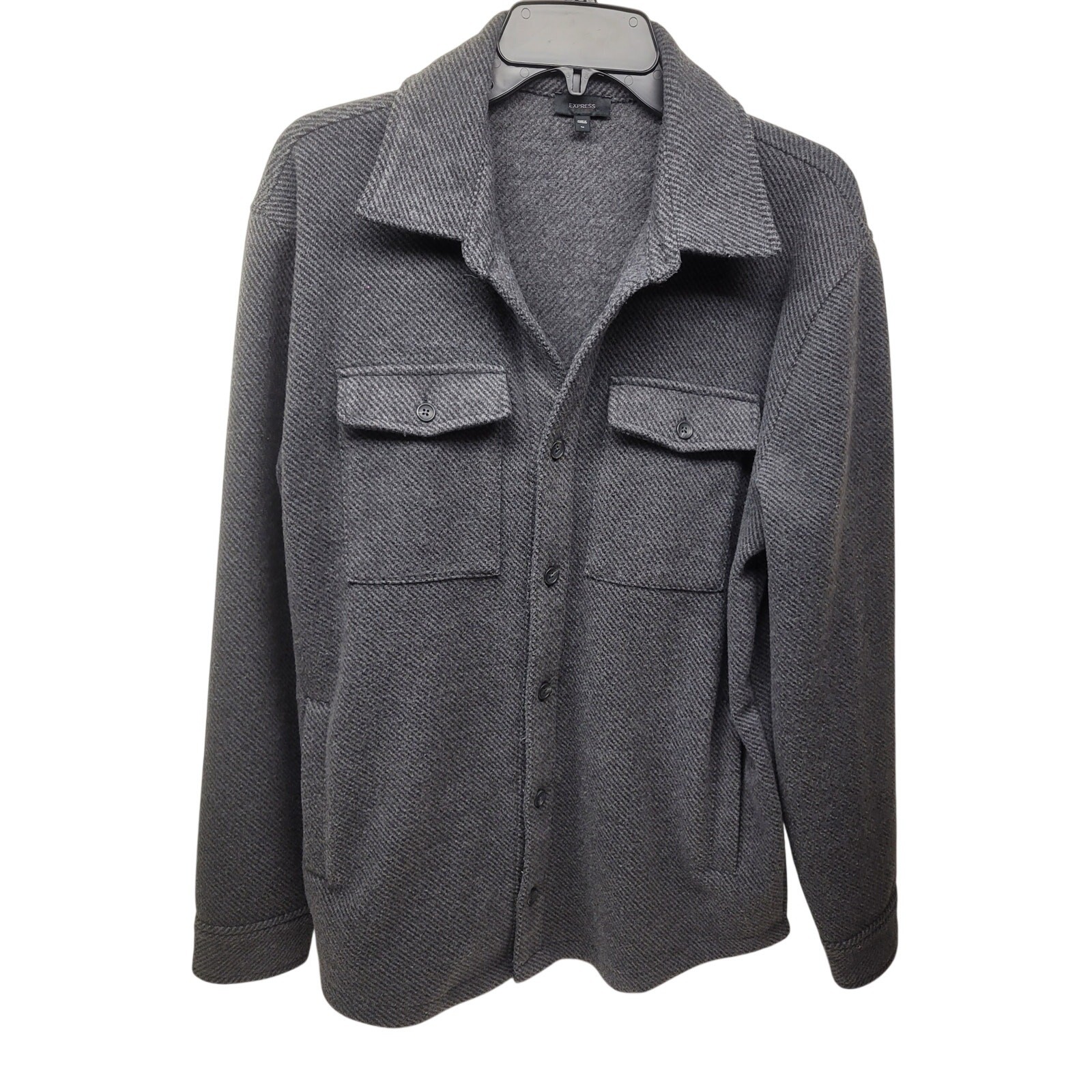 Express Gray Herringbone Shacket Oversized Shirt … - image 1