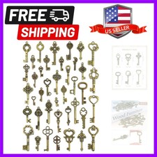 40 Pcs Vintage Skeleton Key Set Charms, Mixed Antique Style Bronze Key Set Ch...