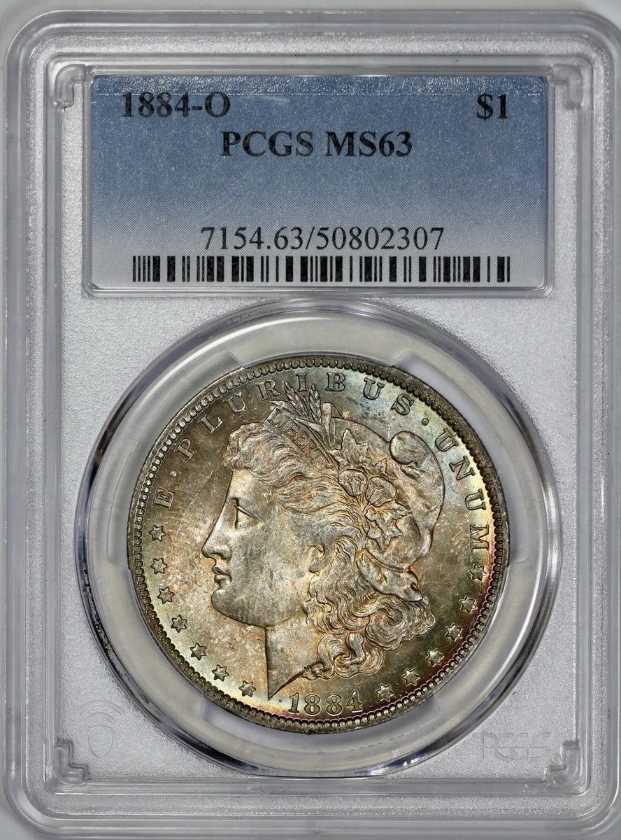 PCGS Certified MS 63 Graded 1884 Year Morgan US Dollars (1878-1921