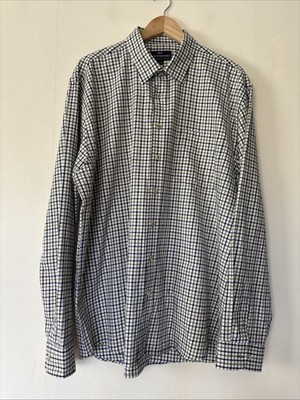 Mens Harvey & Jones Blue Green White Checked Cotton Shirt Size 2XL