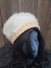 Vtg 1970s Faux Fur Winter Hat  White Made USA