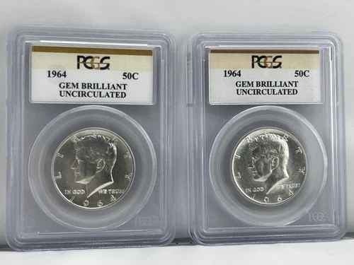 (Lot Of 2) 1964 Kennedy Half Dollar 50c 90% Silver PCGS GEM BU Coin