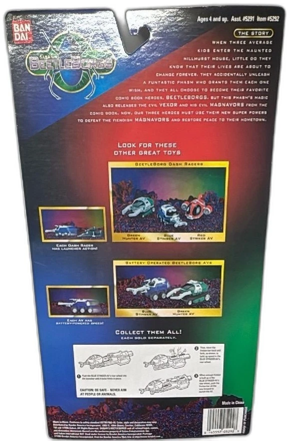 1996 Beetleborgs Dash Racer Blue Stinger AV Bandai Mint Sealed Vintage Toy - Image 2 of 4