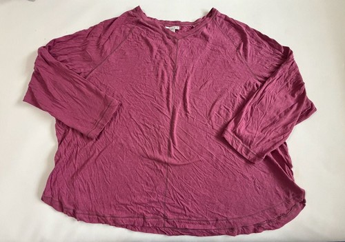 Vintage Clarity Shirt Womens 3X Magenta Pink Long Sleeve Basic Y2K Top