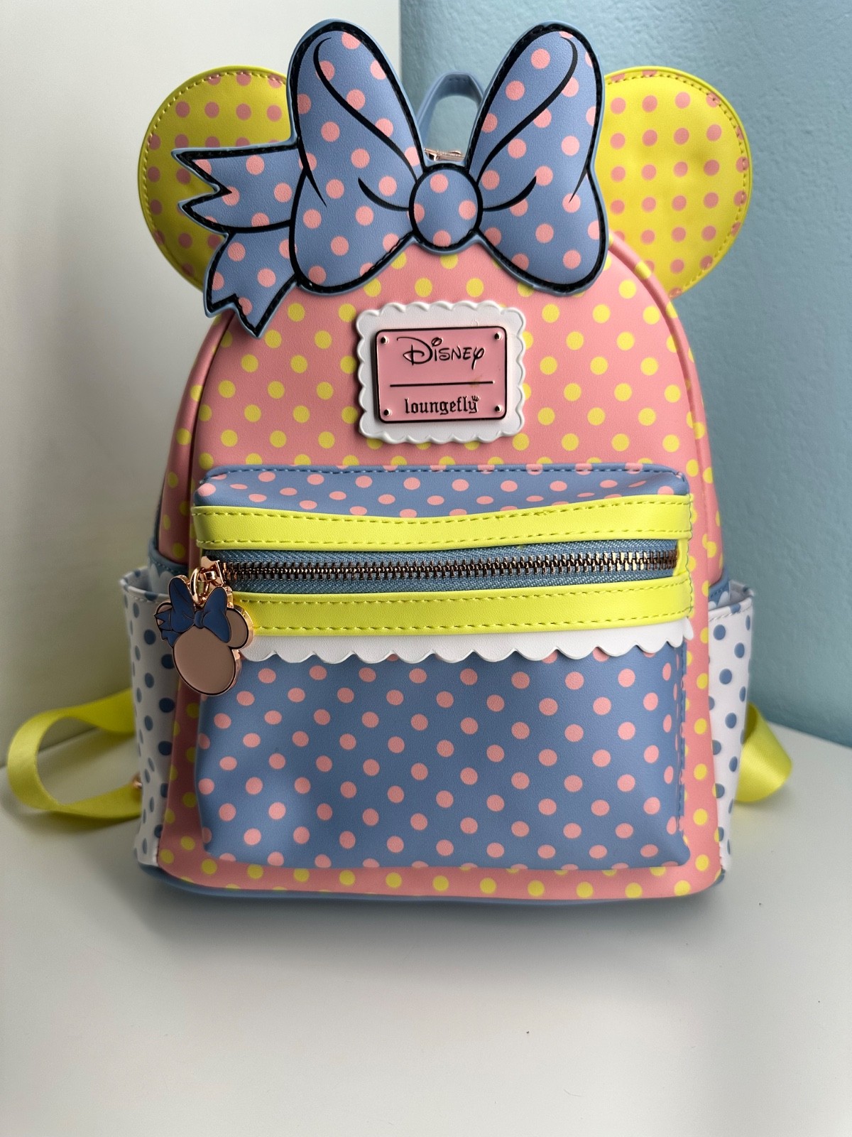 Loungefly Disney Parks Minnie Mouse Pastel Polka Dot Figural Bag - Lightly Used
