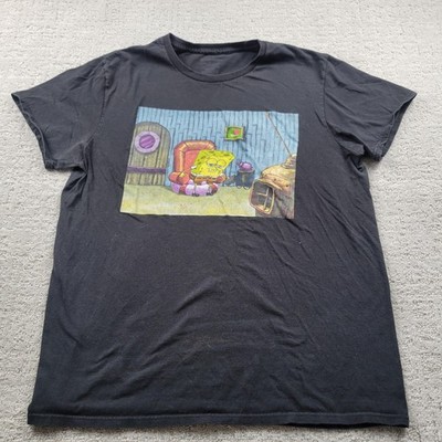 Nickelodeon Shirt Mens L Black SpongeBob SquarePants Graphic Tee Cotton