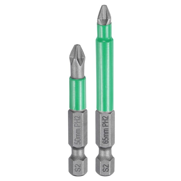 "2X PH2 Kreuzschlitz-Schraubendreher FüR 1/4\" Sechskant Magnetisch GrüN"-image