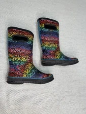 Bogs Rainboot Rainbows Kid's Rain Boots, Black Multi, US 2