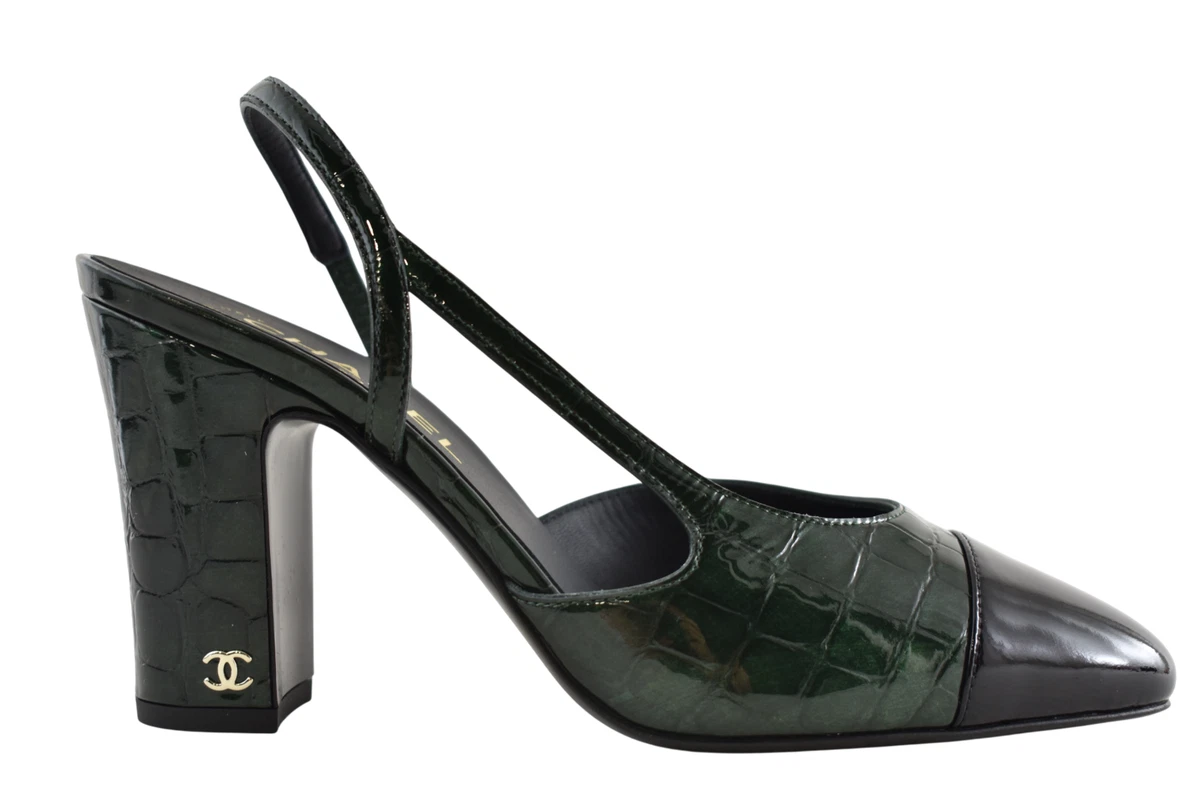 CHANEL Block High (3-3.9 in) Heel Height Leather Upper Heels for