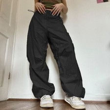 Women Joggers Pants Solid Low Waist Drawstring Trousers Wide Leg Sweatpants