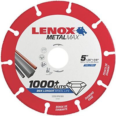 Lenox Tools 1972922 METALMAX Diamond Edge Cutoff Wheel, 5'' x 7/8''