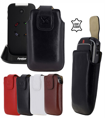 Suncase Ledertasche Etui Hülle Lederhülle Handytasche für TIPTEL Ergophone 6380
