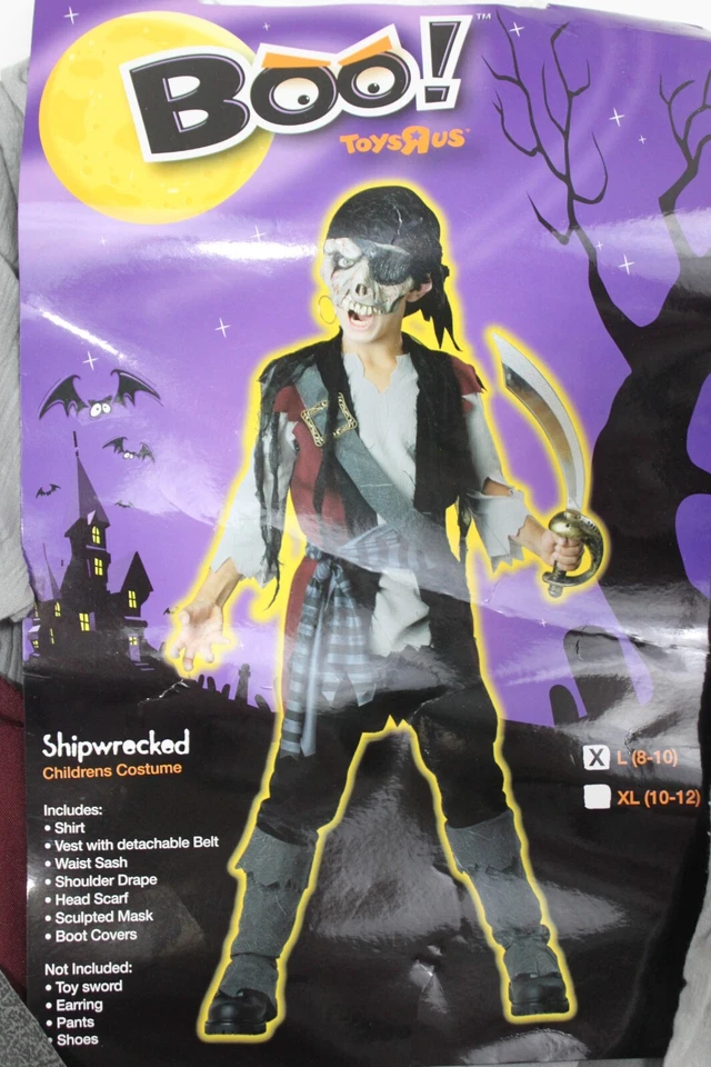 DISFRAZ FANTASMA PIRATA NIÑOS Náufrago Grande 8-10 Niño Zombie Monstruo Calidad Foto 3 de 4