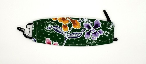Máscara facial de tela hecha a mano BATIK PRINT puente nasal ajustado algodón triple capa - Imagen 29 de 36