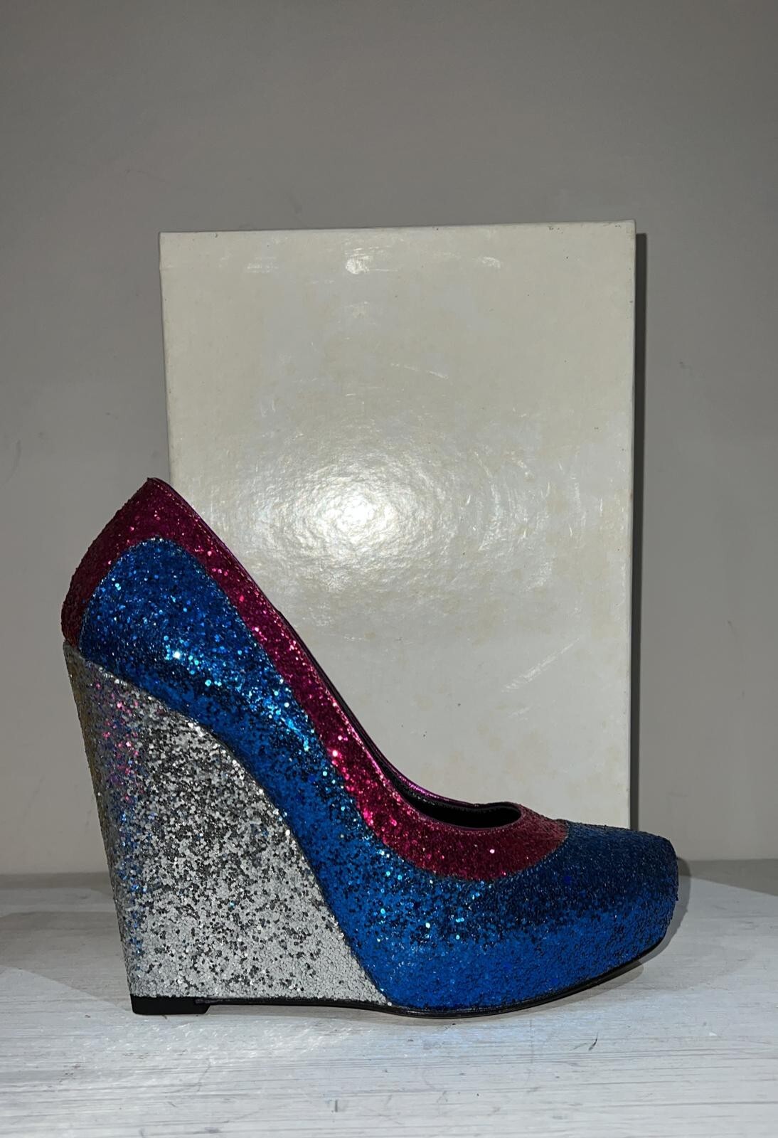 GIACOMORELLI Zapatos de Salón Con Cuña Fucsia Purpurina Mujer Talla Ue 37