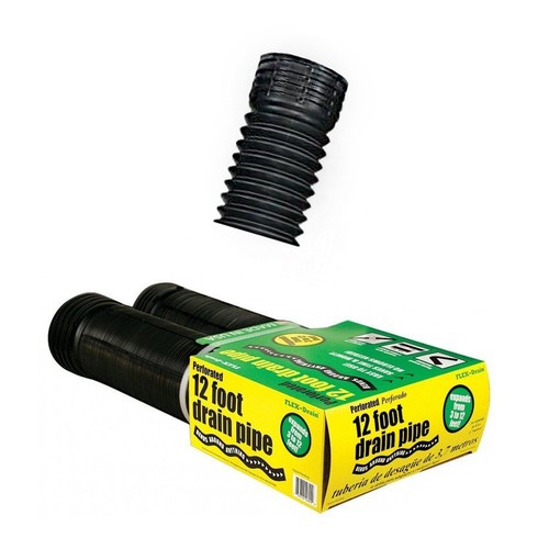 FLEXDrain 50910 Perforated Corrugated Flexible Landscape Drain Pipe, 4