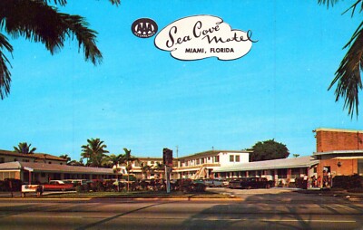 VEREINIGTE STAATEN POSTKARTE Miami Sea Cove Motel Biscayne Blvd. Florida Farbbild