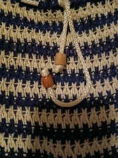 Crochet Slingbag/Purse Round Bottom 9"x7.5" Blue&cream