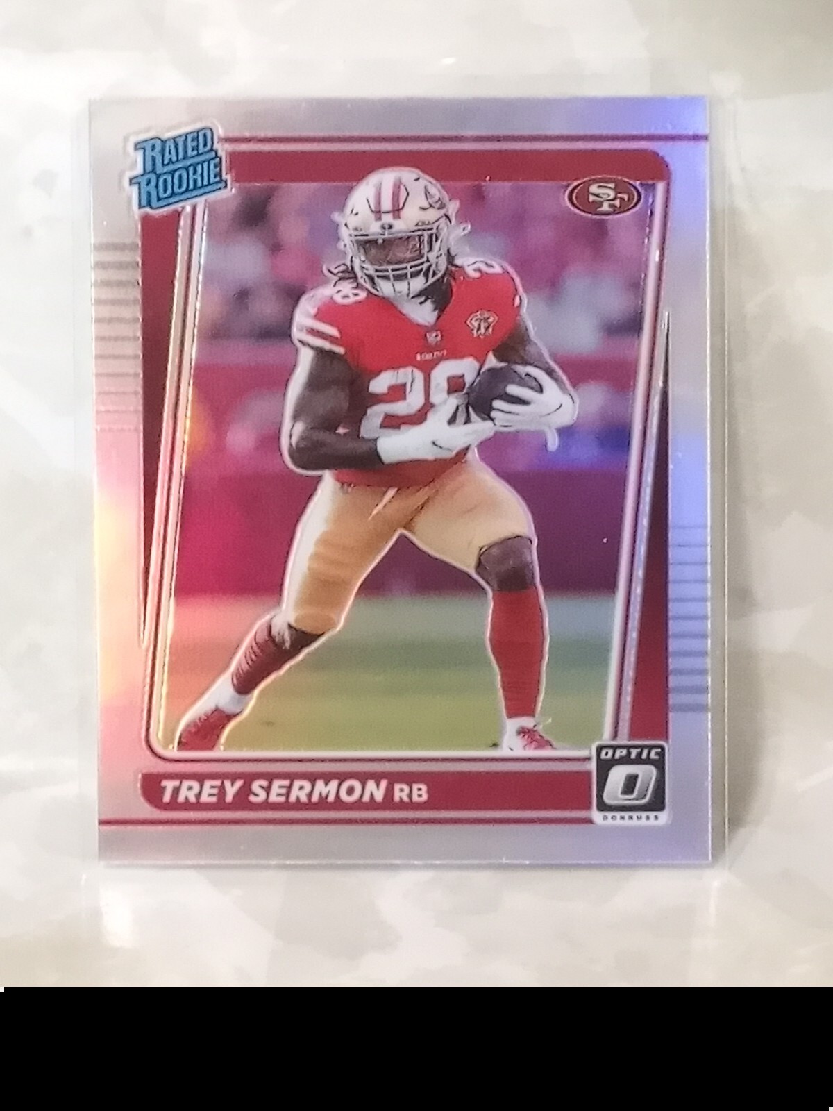 2021 Donruss Optic Trey Sermon Holo Prizm Rated Rookie #224 San Francisco 49ers