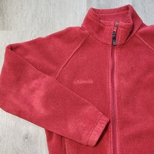 Columbia Benton Spring Maroon Red Fleece Jacket- Women Small Full Zip Up Outdoor