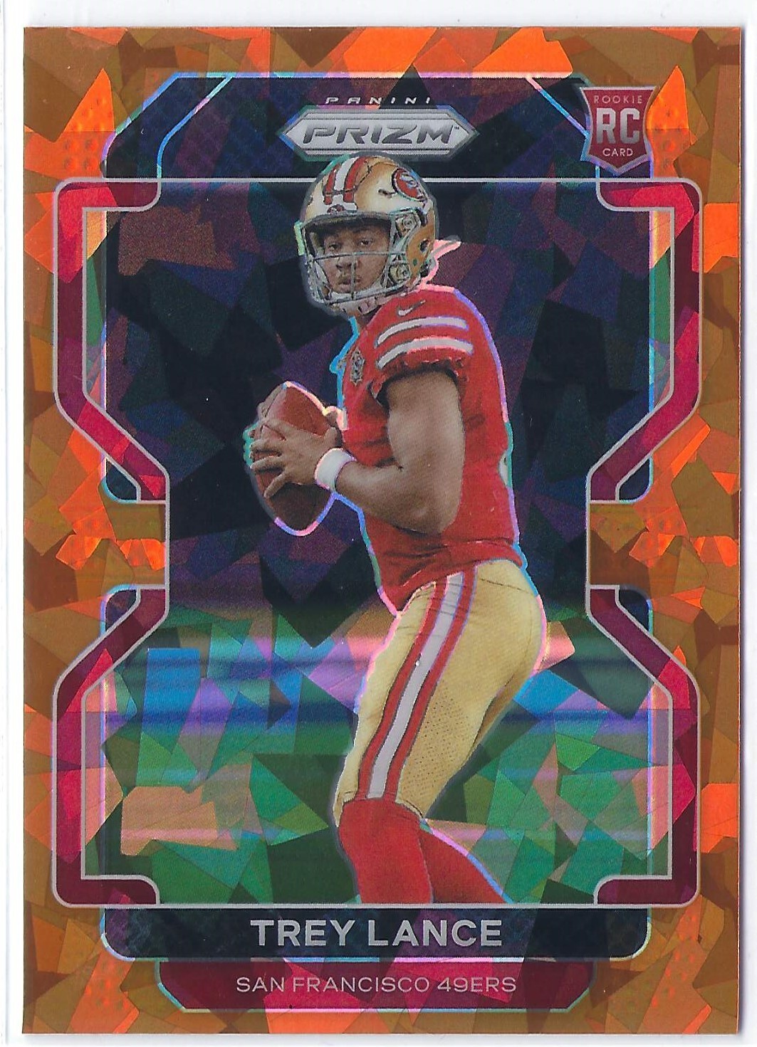 Trey Lance 2021 Panini Prizm Orange Cracked Ice Prizm Rookie Card #333 RC SP