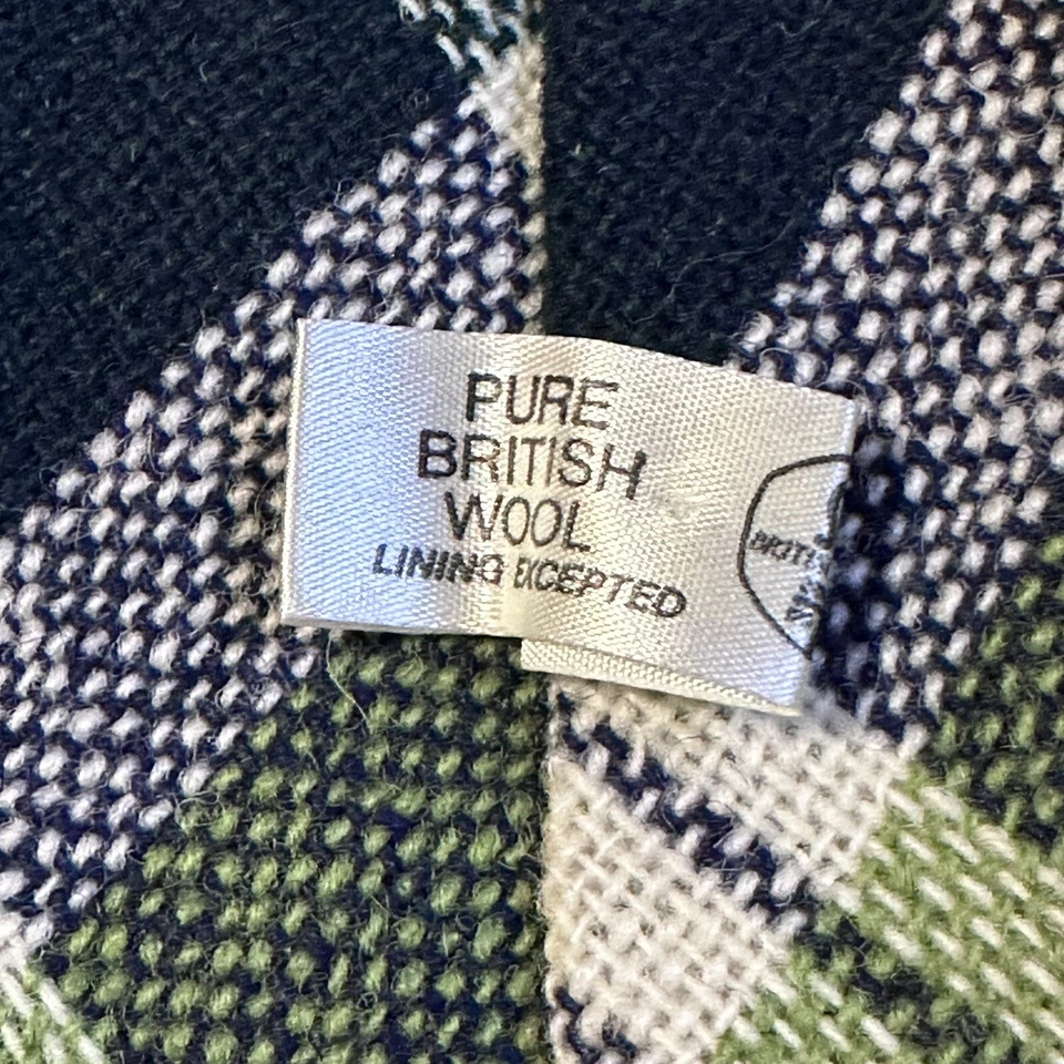 Gravata larga de lã britânica pura verde xadrez 52" - Imagem 4 de 4