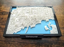 3D Map of Vancouver, British Columbia Canada (7.35 inches x 5.35 inches)