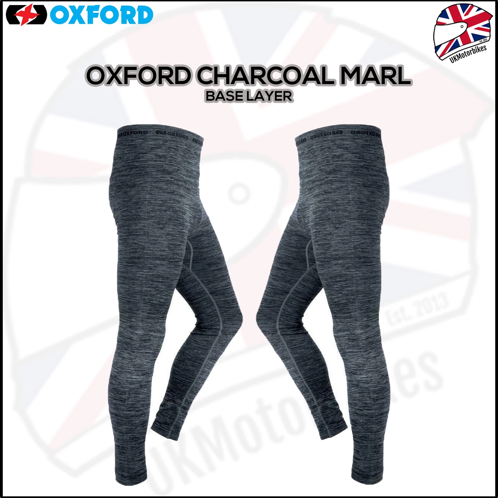 Oxford Advanced Motorbike Motorcycle Base Layer Trousers Marl Charcoal