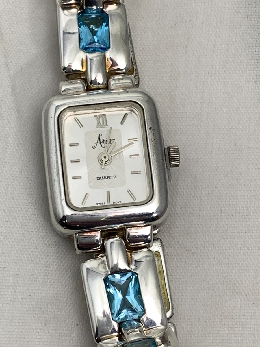 Aria Sterling Silver Swiss Blue Topaz Bracelet Watch With Swiss