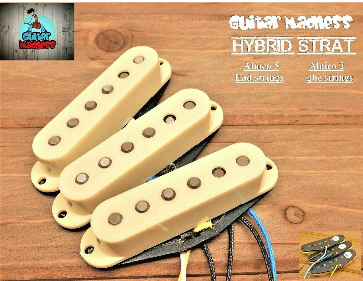 HYBRID GUITAR PICKUP SET ALNICO 5/2 MAGNETS SET OF 3 CREAM FOR