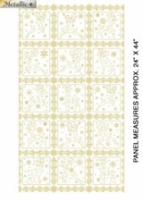 Christmas Deer Festival Reindeer White Gold Cotton Fabric Benartex 24"X44" Panel