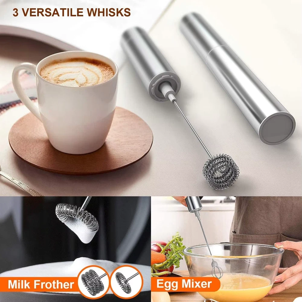 Milk Frother Handheld Three-Layer of Whisk- Battery Operated Electric Foam Maker