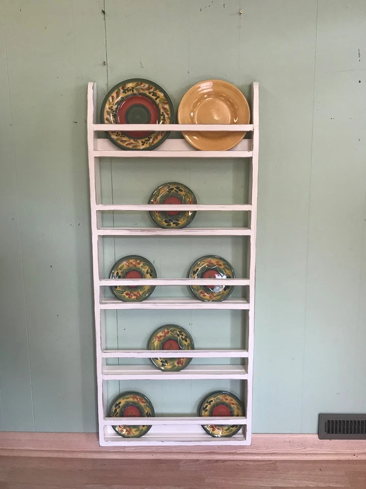 Farmhouse Plate Rack, Open Back Hanging Plate Rack, Vertical Plate Display Shelf - Image 3 of 4