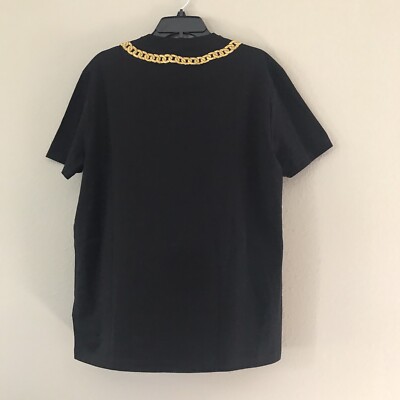 NWT Authentic Versace Logo Chain Necklace Embroidered T-Shirt size