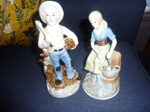 Ceramic Country Man and Lady Figurines Duo Excellent Condition *Reduced!* - Picture 3 of 5