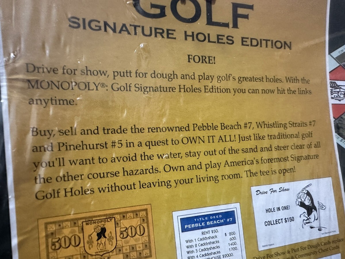 Monopoly Golf Signature Holes Edition Board Game Hasbro 2005 NEW