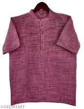 Traditional Wear Ethnic New Latest Designer Khadi Short Kurta For Men Purple