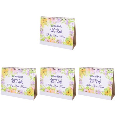  4 PCS Täglich Stehender Kalender Akademischer Desktop-Kalender Uhr Büro